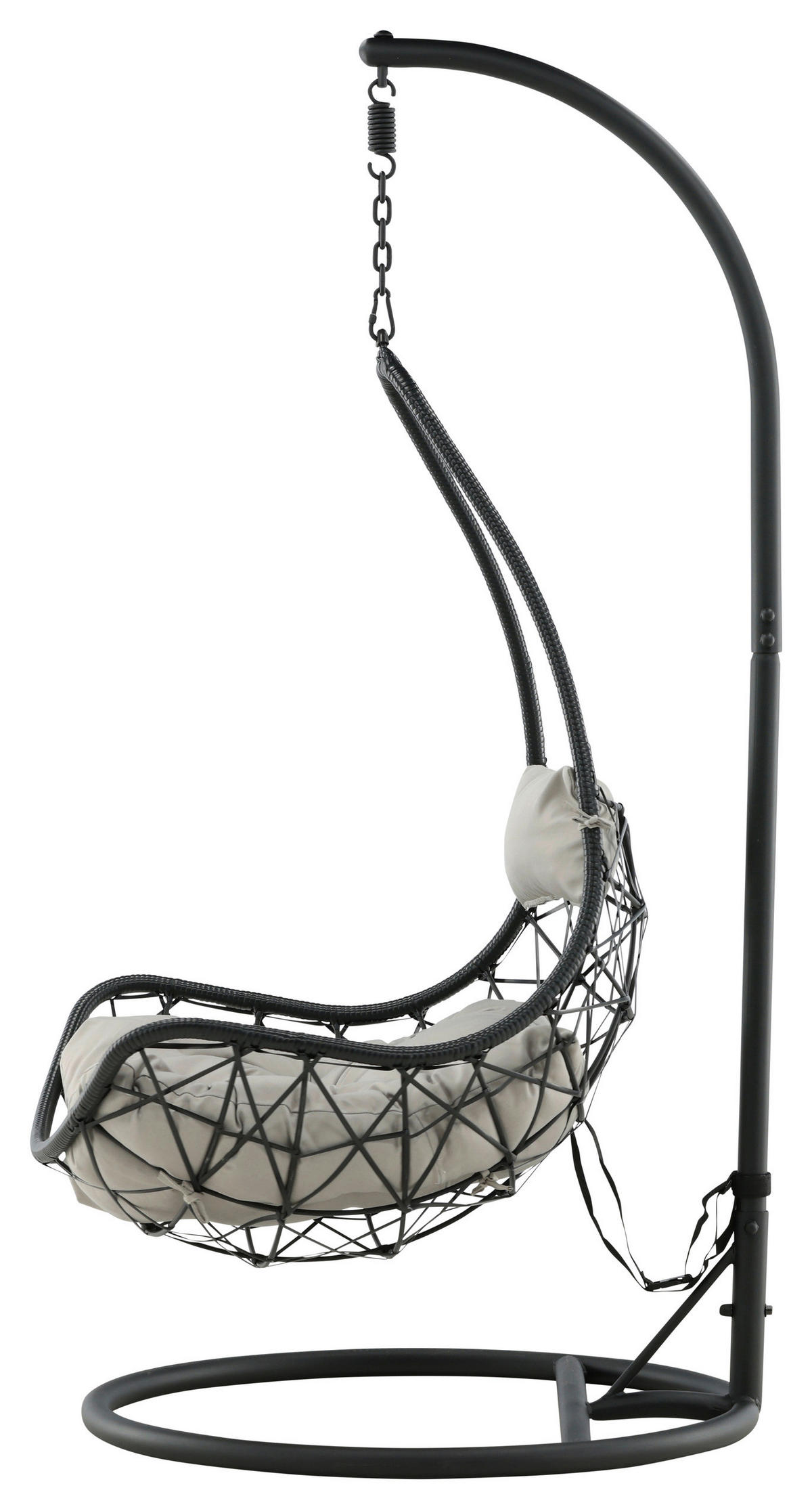 HÄNGESESSEL 95/196/95 cm  - Schwarz/Grau, KONVENTIONELL, Kunststoff/Textil (95/196/95cm) - Gardenson