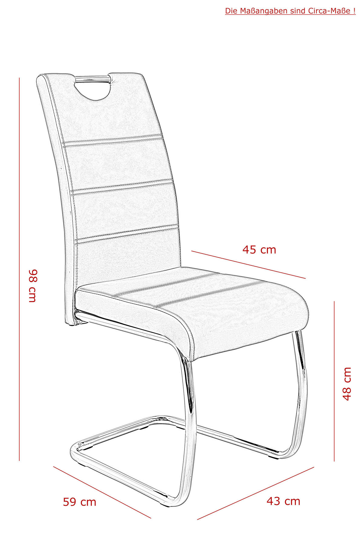 SCHWINGSTUHL  in Lederlook  - Chromfarben/Schwarz, Design, Textil/Metall (43/98/59cm) - Carryhome