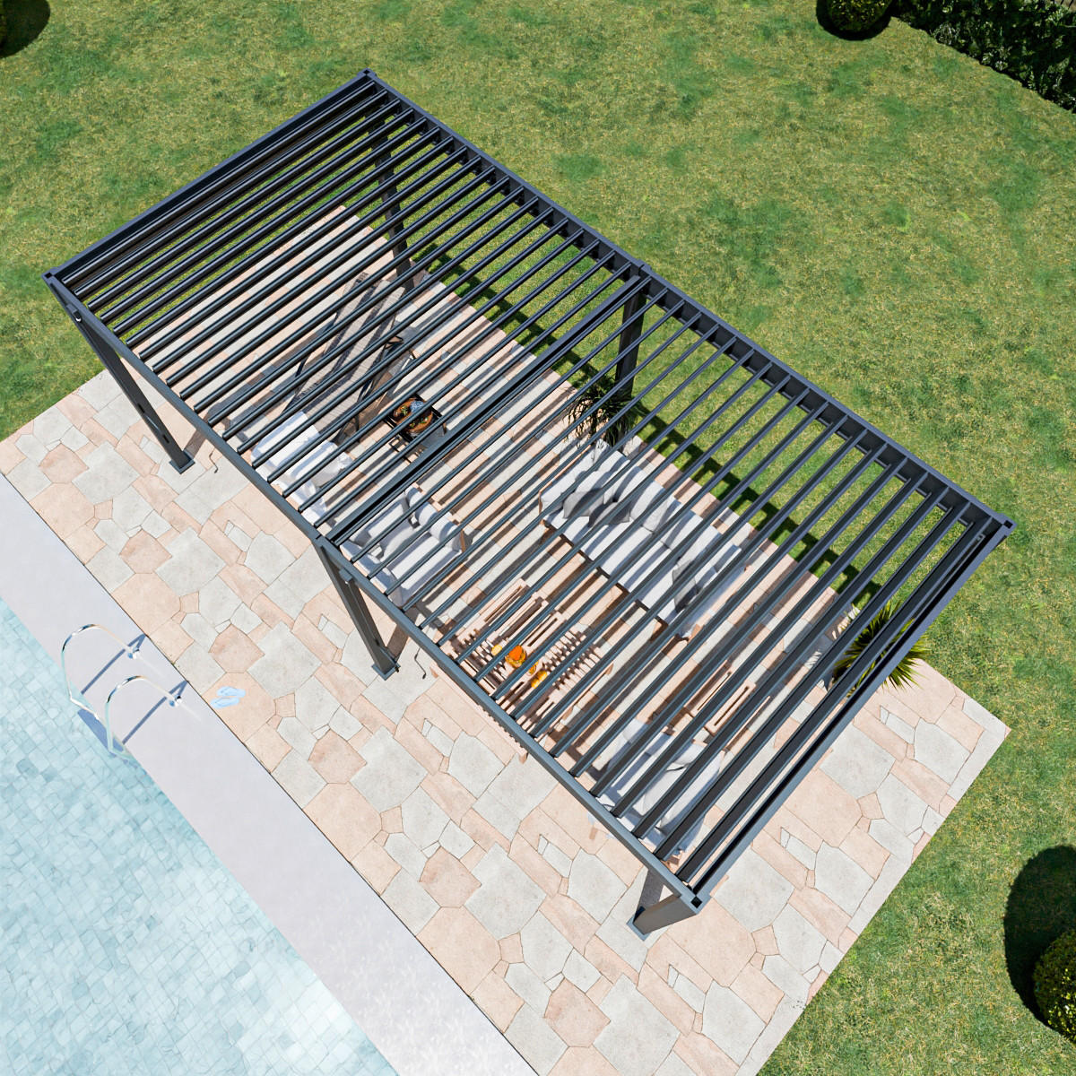 PERGOLA 300/600/255 cm   - Graphitfarben, Basics, Metall (300/600/255cm) - Gardenson