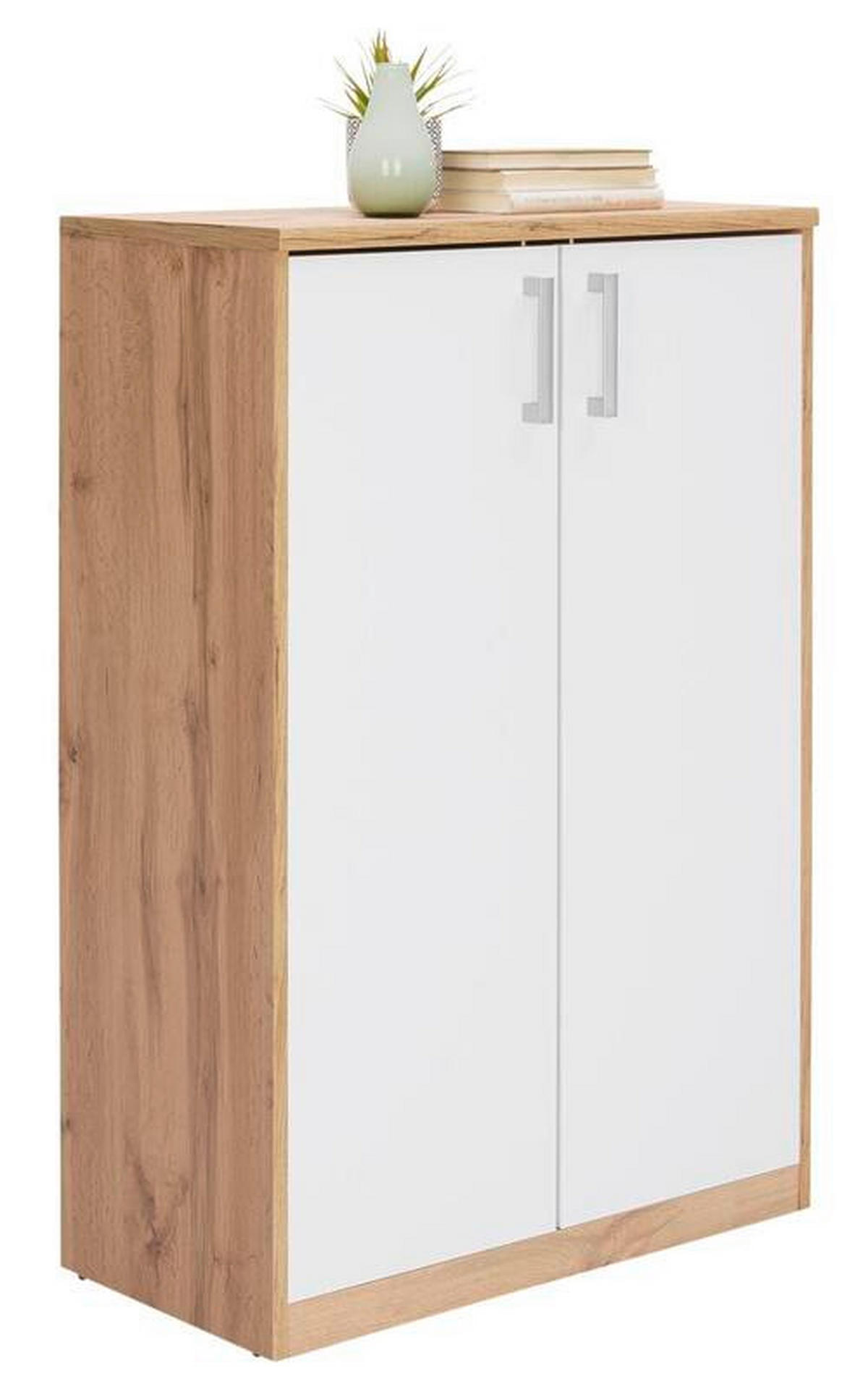 KOMMODE 72,0/110,0/36,0 cm  in Weiss, Eiche Wotan  - Weiss/Silberfarben, Konventionell, Holzwerkstoff/Kunststoff (72,0/110,0/36,0cm) - Xora