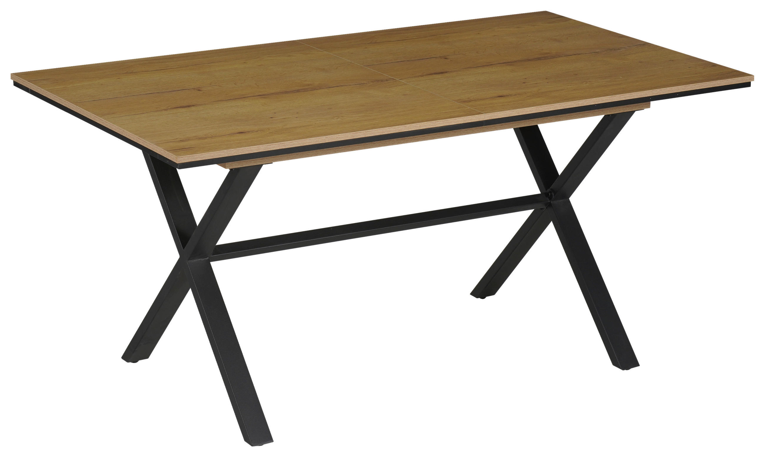 ESSTISCH Schwarz, Eichefarben rechteckig  ausziehbar  - Eichefarben/Schwarz, Design, Holzwerkstoff/Metall (160-200/90/76cm) - Carryhome