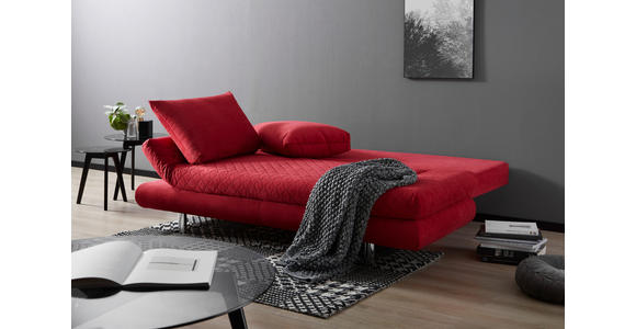 SCHLAFSOFA Armteil verstellbar Sorini  mit Stoffauswahl Mikrofaser Rot  - Chromfarben/Rot, Design, Textil (194/73/91cm) - Xora