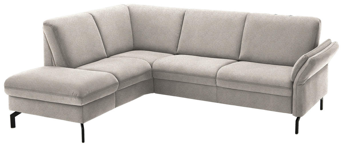 ECKSOFA in Flachgewebe Beige  - Beige/Schwarz, Konventionell, Textil/Metall (190/241cm) - Beldomo Comfort