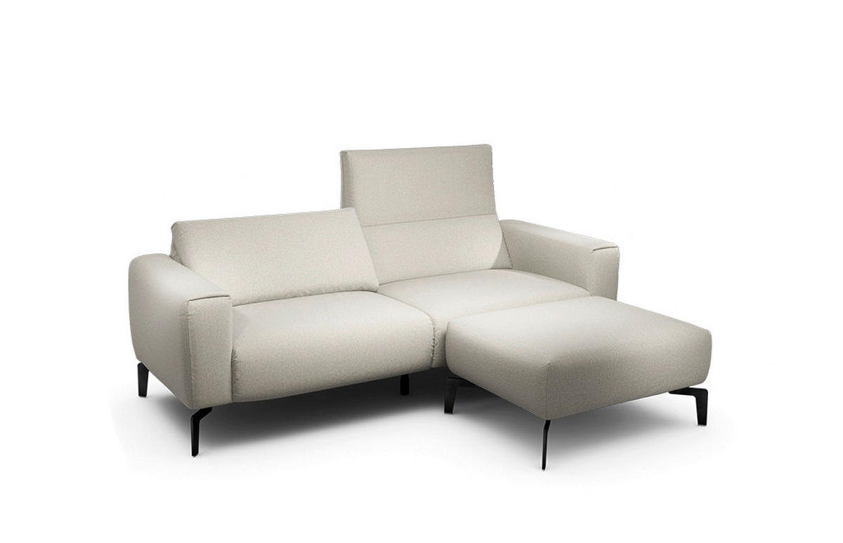 2,5-Sitzer inkl. Hocker Chenille Naturfarben  - Schwarz/Naturfarben, Design, Textil/Metall (220/86/86-94cm) - SENSOO