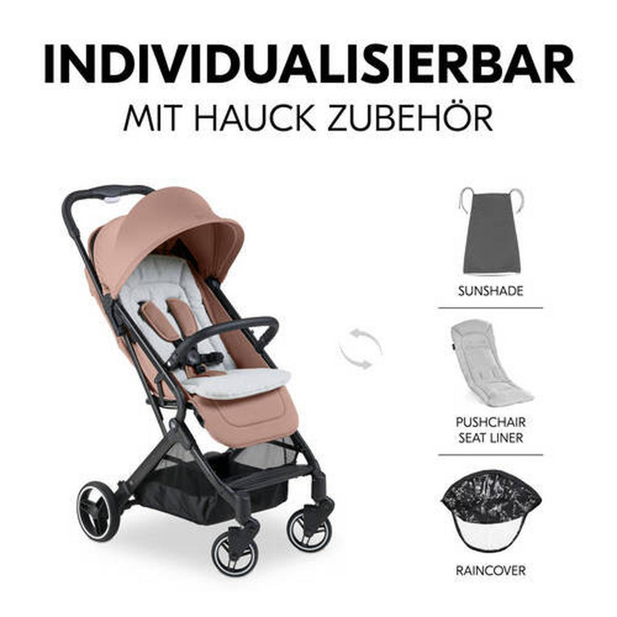 BUGGY TRAVEL N CARE PLUS  - Schwarz/Rosa, Basics, Textil/Metall (81/51,5/105cm) - Hauck