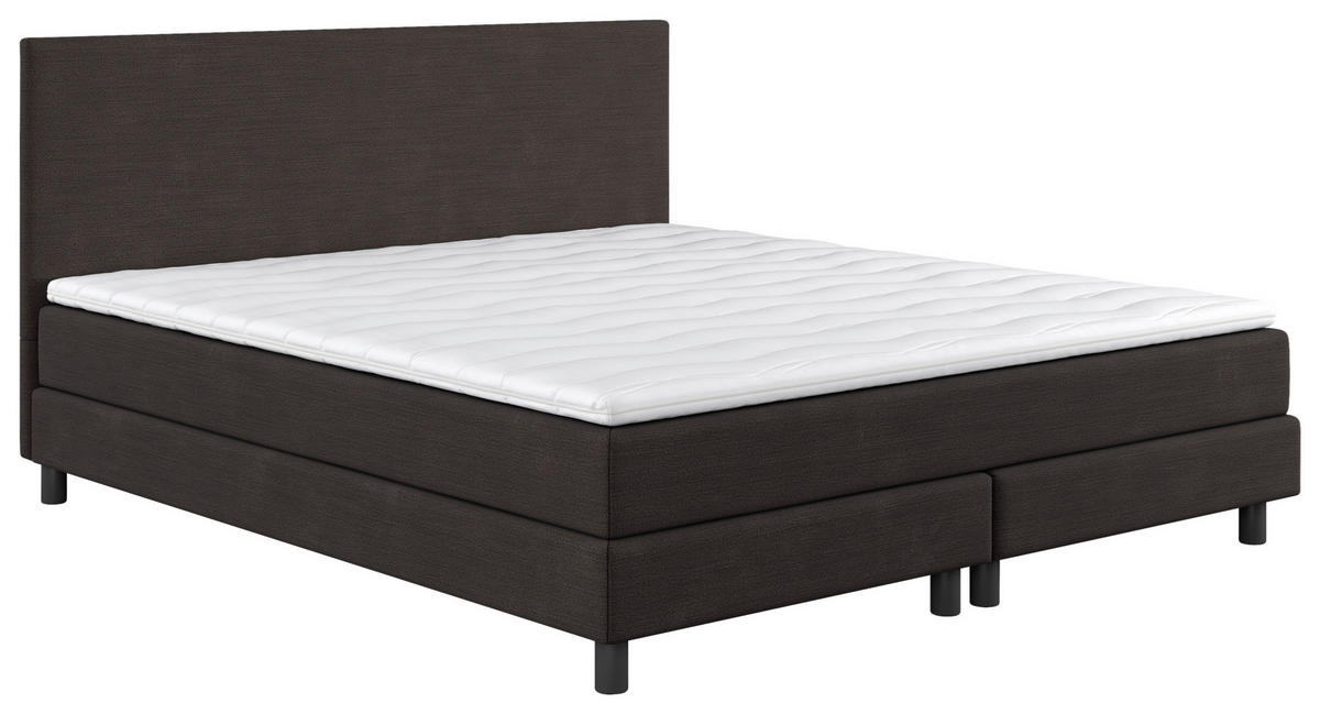 BOXBETT 160/200 cm  in Dunkelbraun  - Dunkelbraun/Schwarz, Modern, Holzwerkstoff/Textil (160/200cm) - MID.YOU