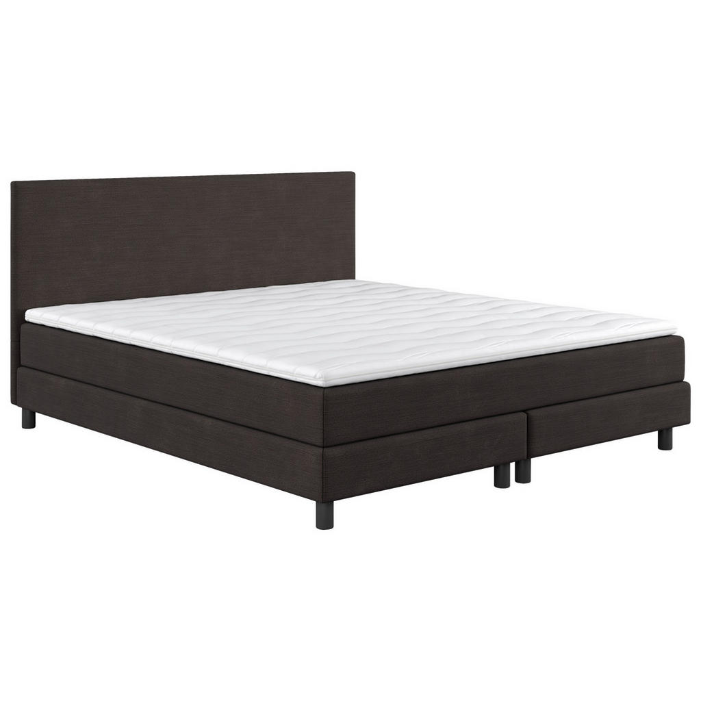 Thumbnail - Mid.you Boxbett, Dunkelbraun, Textil, H3, Höhe ca. 20 cm, 160x200 cm, Fsc, gepolstertes Kopfteil, Stoffauswahl, Topper d...