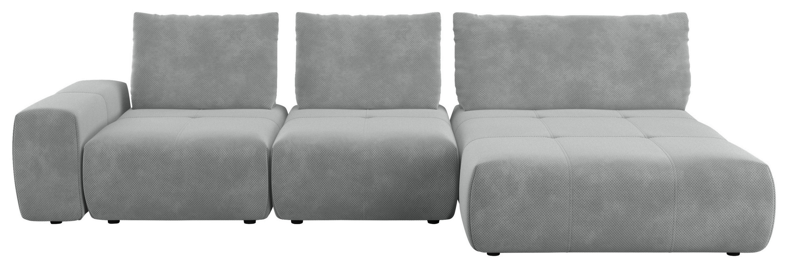 ECKSOFA in Velours Grau  - Schwarz/Grau, Design, Kunststoff/Textil (347/174cm) - Xora