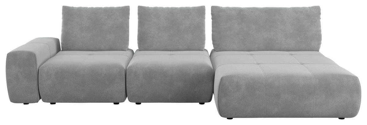 ECKSOFA in Velours Grau  - Schwarz/Grau, Design, Kunststoff/Textil (347/174cm) - Xora