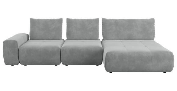 ECKSOFA in Velours Grau  - Schwarz/Grau, Design, Kunststoff/Textil (342/174cm) - Xora