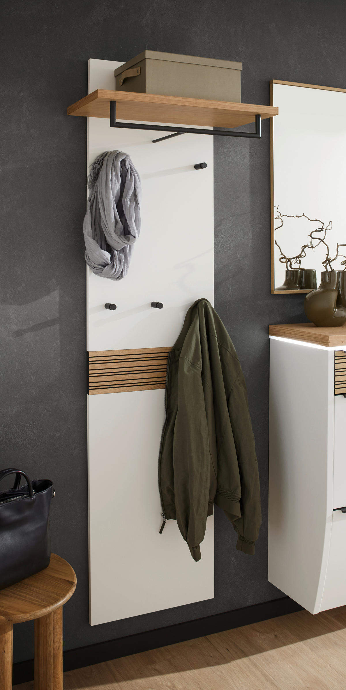 GARDEROBENPANEEL  in 60/187/28 cm  - Eichefarben/Anthrazit, Design, Holzwerkstoff/Metall (60/187/28cm) - Dieter Knoll