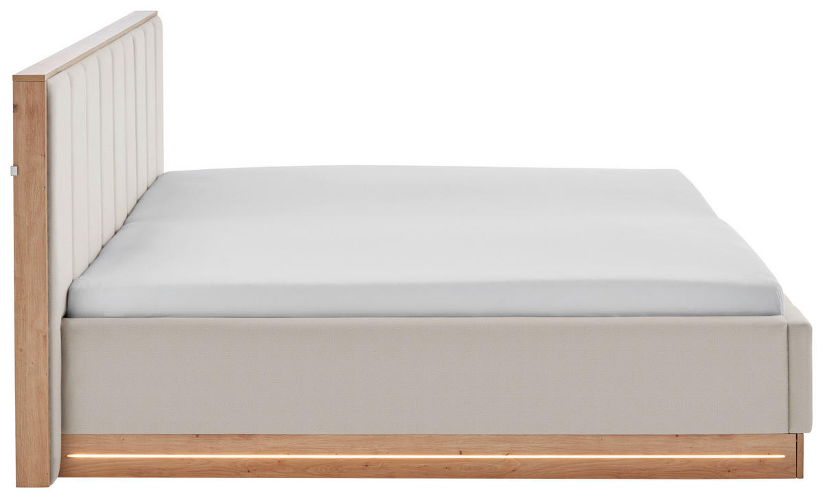 POLSTERBETT Beleuchtung Beige 180/200 cm  - Eichefarben/Beige, Basics, Holzwerkstoff/Textil (180/200cm) - Chameo
