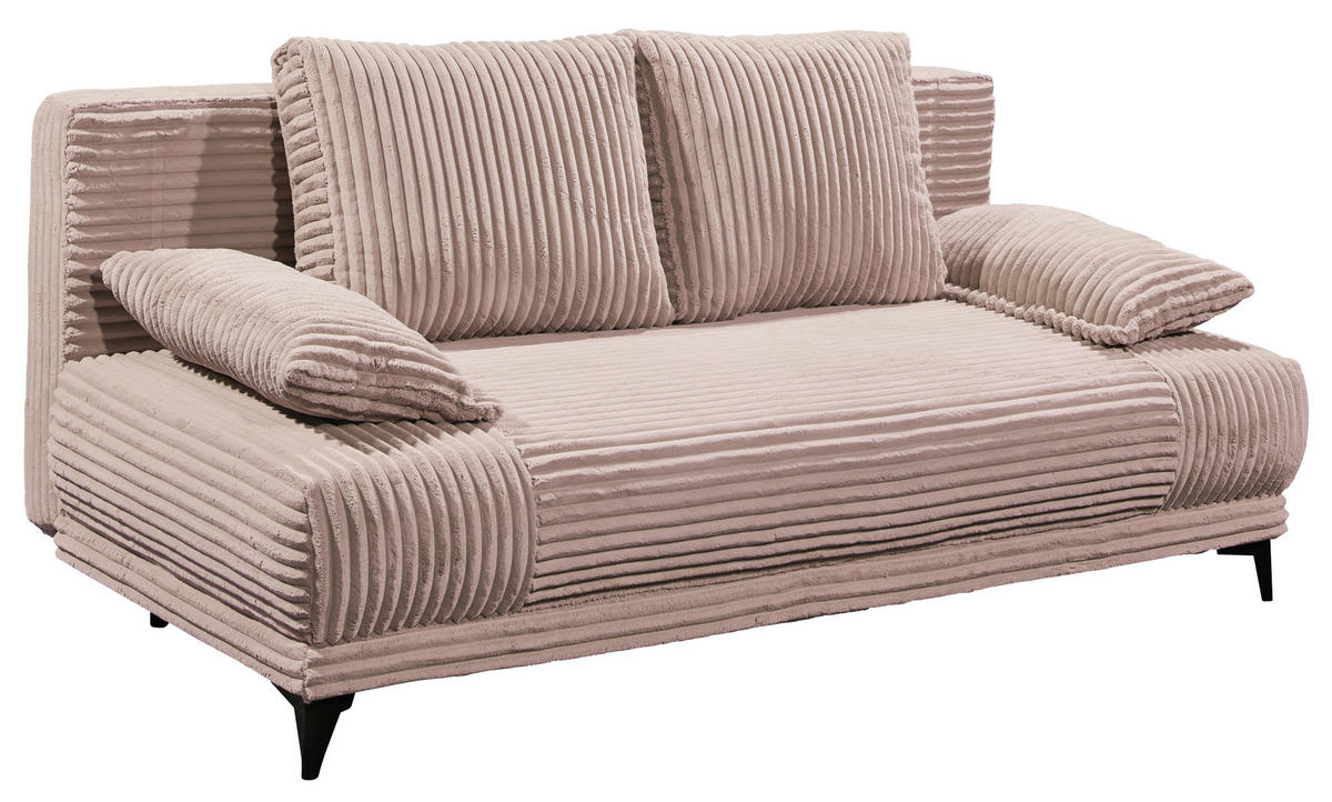 SCHLAFSOFA  mit Cord Rosa  - Schwarz/Rosa, KONVENTIONELL, Kunststoff/Textil (211/96/105cm) - Carryhome