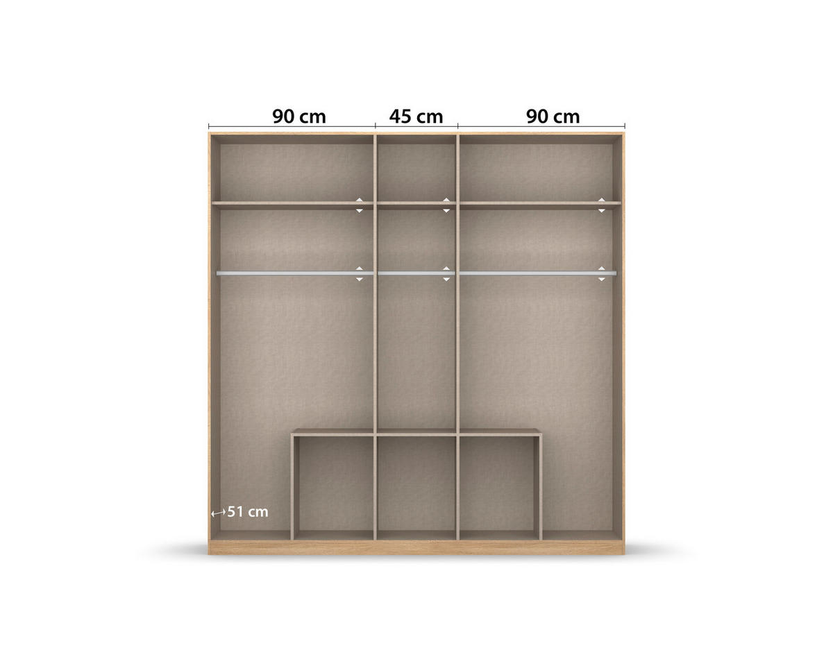 DREHTÜRENSCHRANK  in Sonoma Eiche  - Alufarben/Sonoma Eiche, MODERN, Holzwerkstoff/Kunststoff (226/229/54cm) - Rauch Möbel
