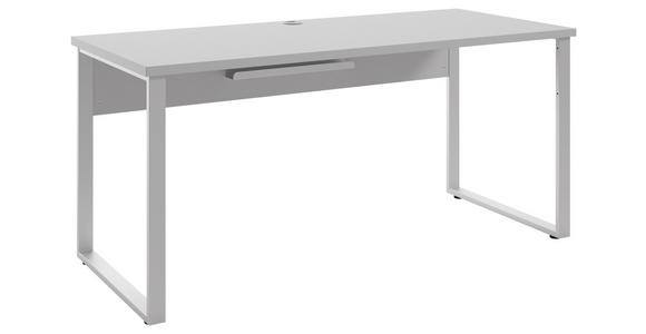 SCHREIBTISCH 70/160/75 cm  in Hellgrau, Weiß  - Silberfarben/Hellgrau, MODERN, Holzwerkstoff/Metall (70/160/75cm) - Novel