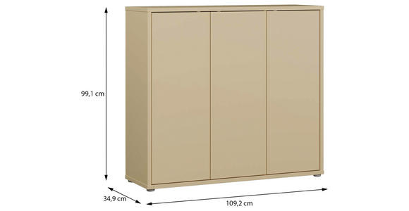 SCHUHSCHRANK  in 109,2/99,1/34,9 cm  - Hellgelb/Grau, MODERN, Holzwerkstoff/Kunststoff (109,2/99,1/34,9cm) - Carryhome