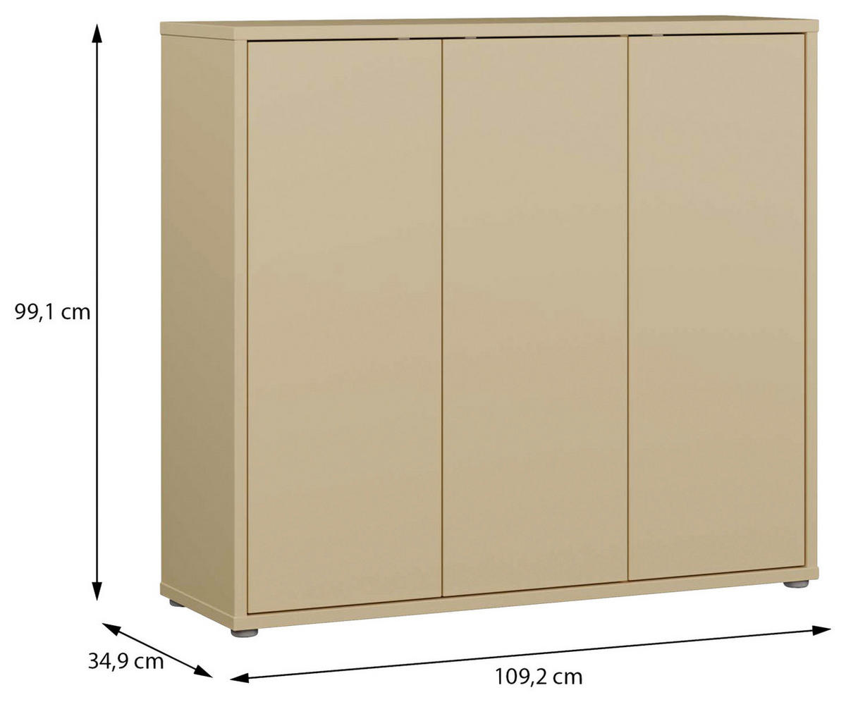 SCHUHSCHRANK  in 109,2/99,1/34,9 cm  - Hellgelb/Grau, MODERN, Holzwerkstoff/Kunststoff (109,2/99,1/34,9cm) - Carryhome