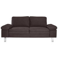 2-SITZER-SOFA in Mikrofaser Dunkelbraun  - Chromfarben/Dunkelbraun, Design, Textil/Metall (194/86/97cm) - Hom`in