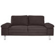 2-SITZER-SOFA in Mikrofaser Dunkelbraun  - Chromfarben/Dunkelbraun, Design, Textil/Metall (194/86/97cm) - Hom`in