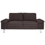 2-SITZER-SOFA in Mikrofaser Dunkelbraun  - Chromfarben/Dunkelbraun, Design, Textil/Metall (194/86/97cm) - Hom`in