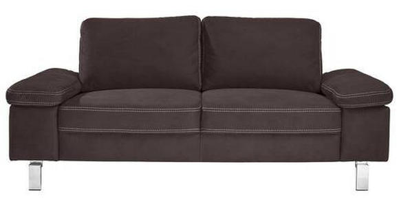 2-SITZER-SOFA in Mikrofaser Dunkelbraun  - Chromfarben/Dunkelbraun, Design, Textil/Metall (194/86/97cm) - Hom`in