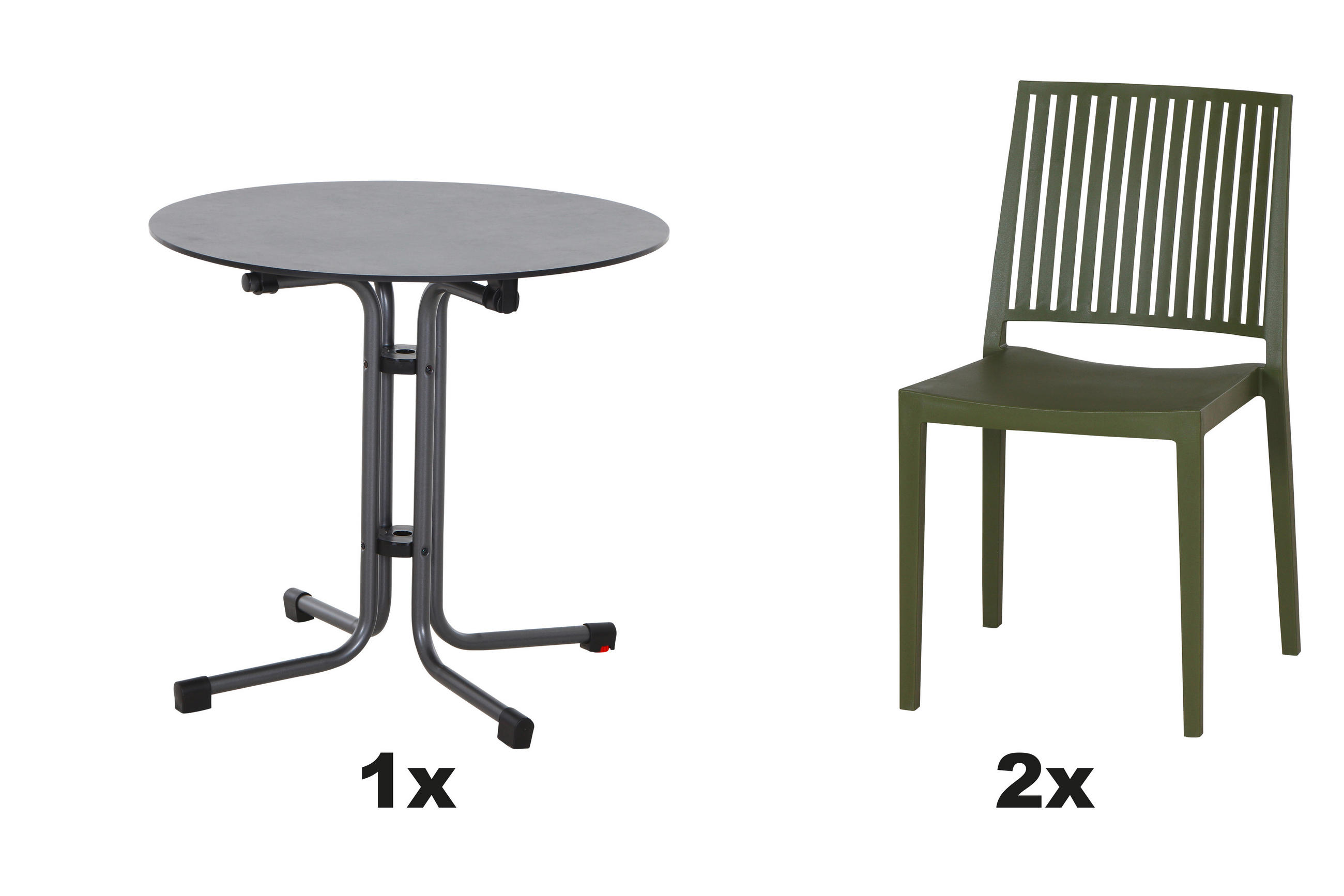 GARTENGARNITUR 3-teilig Stahl  - Anthrazit/Grün, Basics, Kunststoff/Metall (80/80/80cm) - Siena Garden