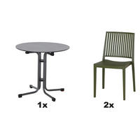 GARTENGARNITUR 3-teilig Stahl  - Anthrazit/Grün, Basics, Kunststoff/Metall (80/80/80cm) - Siena Garden