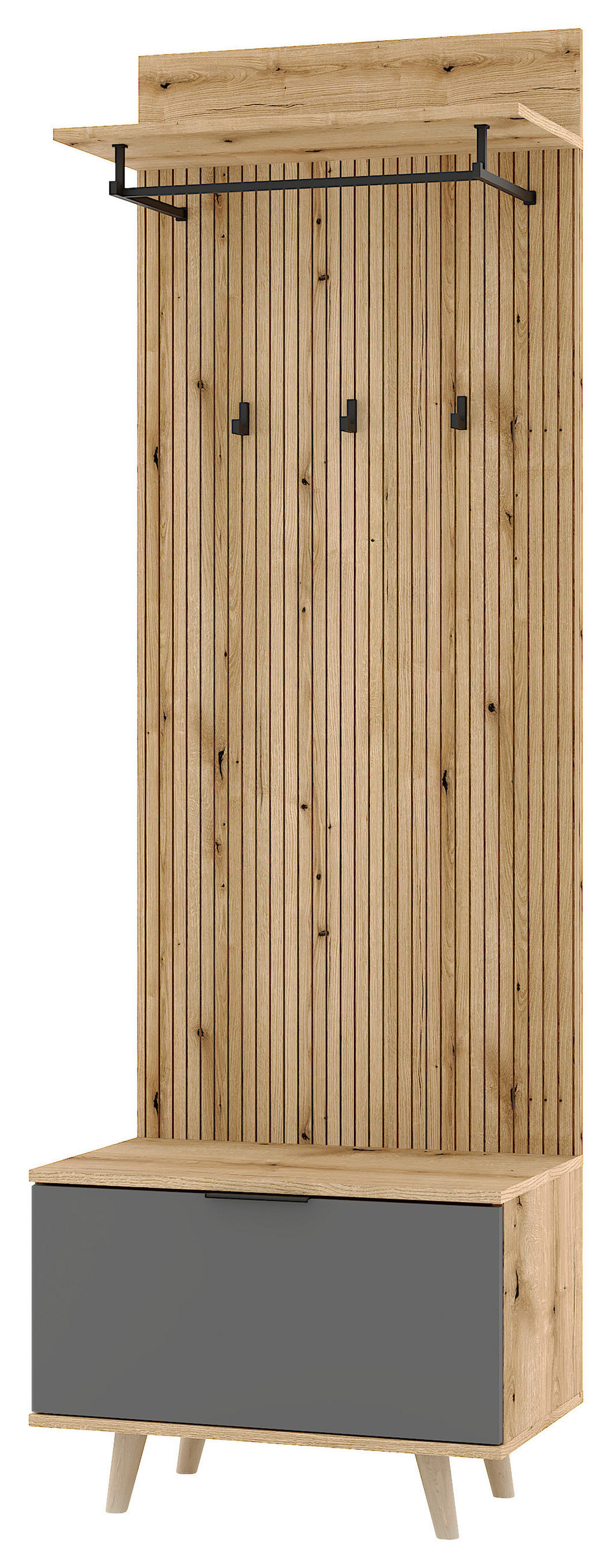 GARDEROBE  in 65/204/40 cm  - Eichefarben/Graphitfarben, Design, Holzwerkstoff (65/204/40cm) - Boxxx