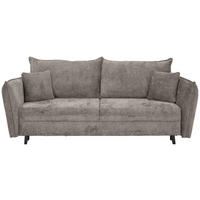 SCHLAFSOFA Chenille Greige Querschläfer  inkl. Zierkissen, Rückenkissen, Bettkasten  - Greige/Schwarz, KONVENTIONELL, Holz/Textil (238/99/108cm) - Carryhome