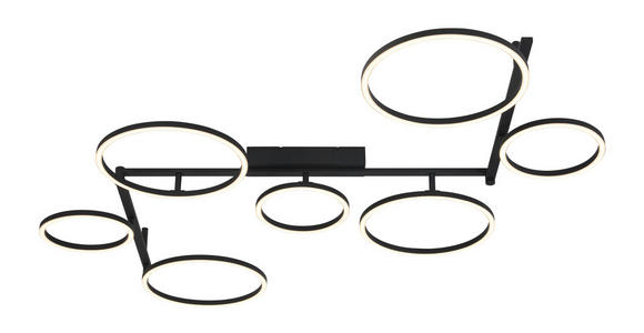 LED-DECKENLEUCHTE 118/127/12 cm  - Schwarz, Design, Kunststoff/Metall (118/127/12cm) - Novel