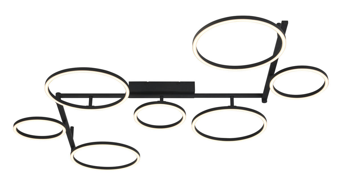 LED-DECKENLEUCHTE 118/127/12 cm  - Schwarz, Design, Kunststoff/Metall (118/127/12cm) - Novel