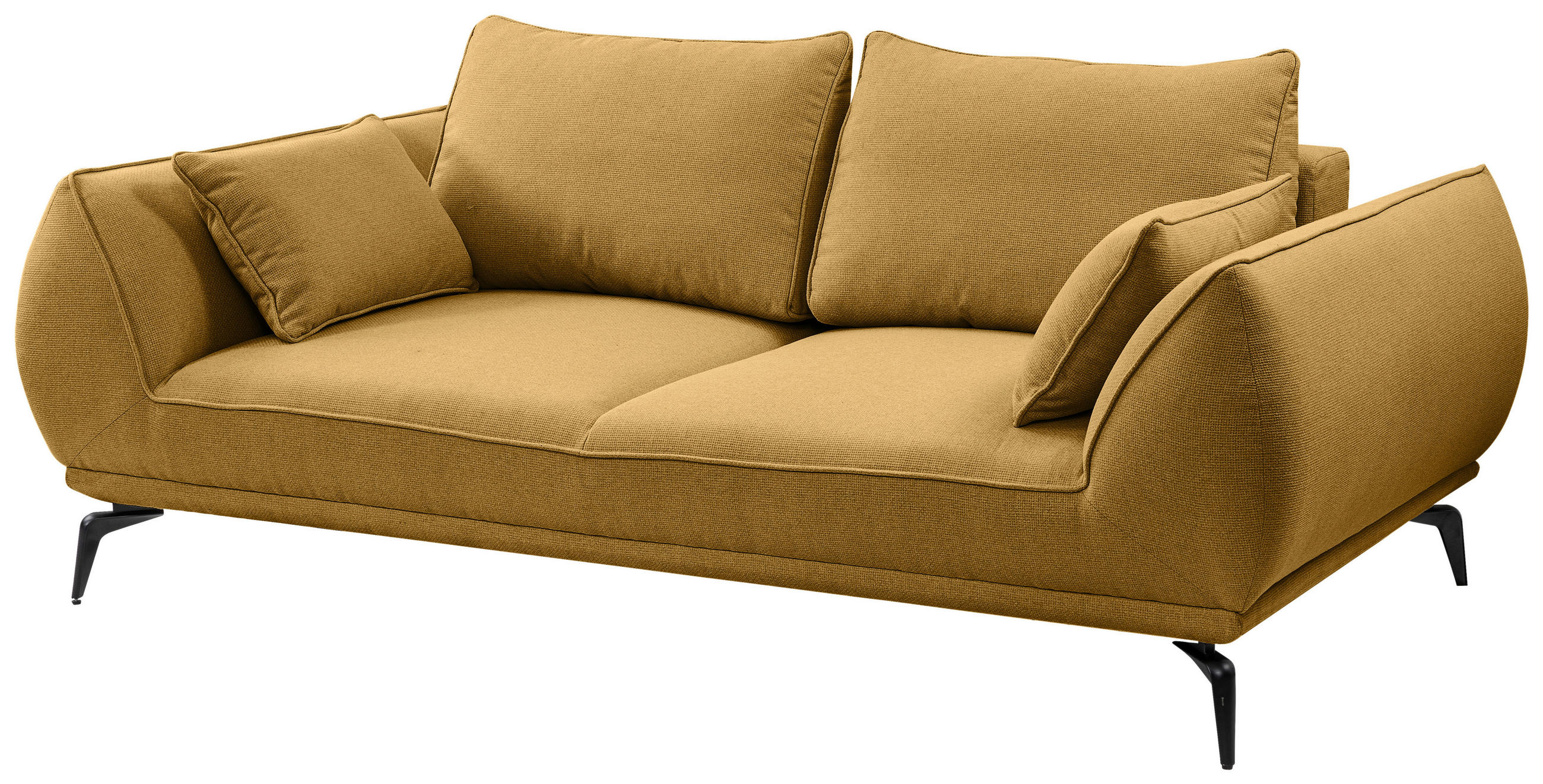 2-SITZER-SOFA in Webstoff Gelb  - Gelb/Schwarz, MODERN, Textil/Metall (208/86/118cm) - MID.YOU