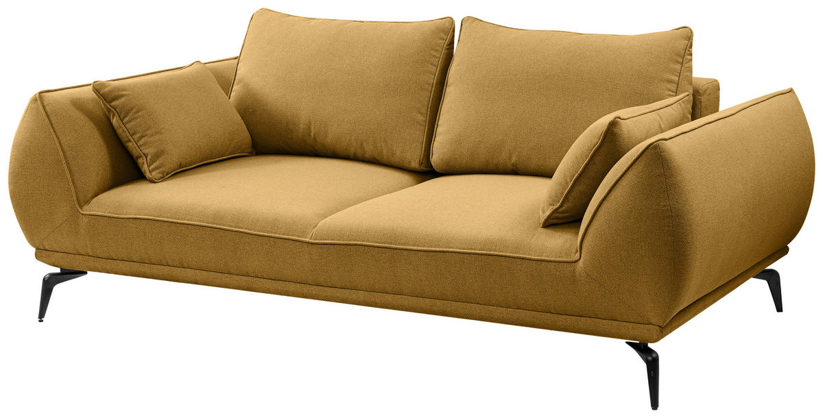2-SITZER-SOFA in Webstoff Gelb  - Gelb/Schwarz, MODERN, Textil/Metall (208/86/118cm) - MID.YOU
