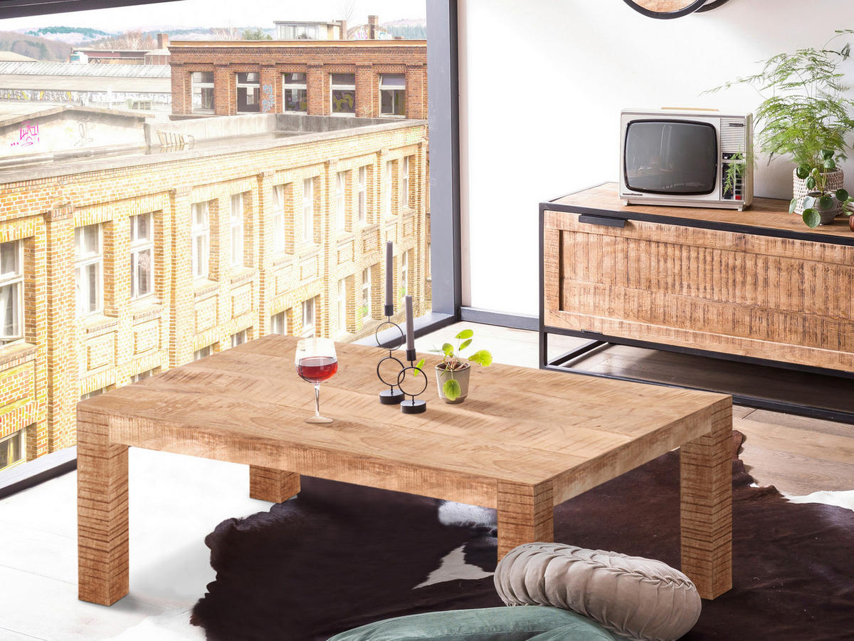 COUCHTISCH Mangoholz massiv 110/60/40 cm rechteckig Naturfarben  - Naturfarben, Design, Holz (110/60/40cm) - Livetastic