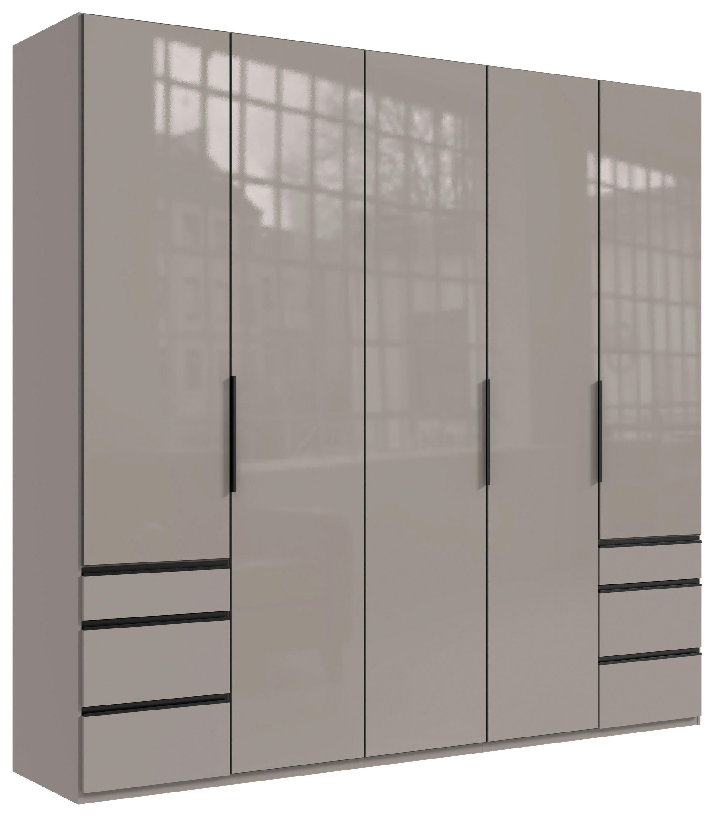 DREHTÜRENSCHRANK  in Sahara  - Schwarz/Sahara, KONVENTIONELL, Glas/Holzwerkstoff (250/236/58cm) - Hom`in