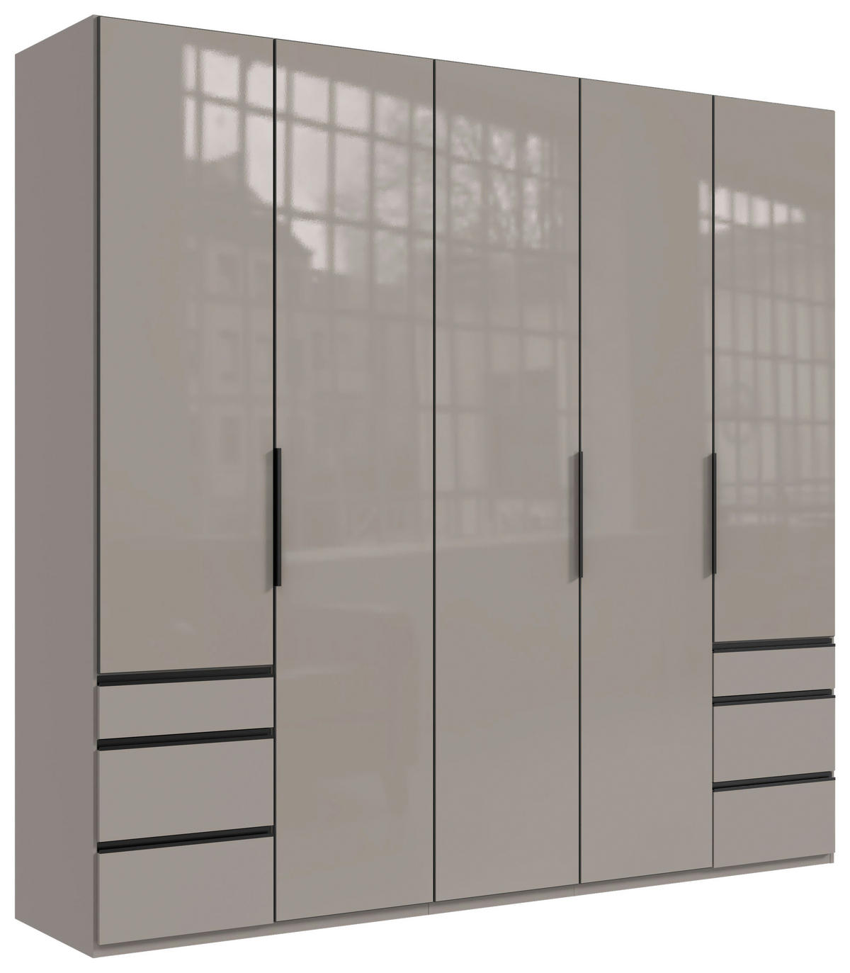 DREHTÜRENSCHRANK in Sahara  - Schwarz/Sahara, Konventionell, Glas/Holzwerkstoff (250/236/58cm) - Hom`in