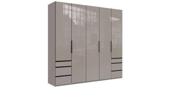 DREHTÜRENSCHRANK in Sahara - Schwarz/Sahara, KONVENTIONELL, Glas/Holzwerkstoff (250/236/58cm) - Hom`in