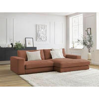 ECKSOFA  LEONARD Orange Cord  - Schwarz/Orange, MODERN, Kunststoff/Textil (274/159cm)