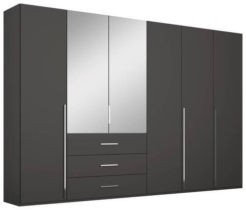 DREHTÜRENSCHRANK 301/223/60 cm 6-türig Graphitfarben  - Chromfarben/Graphitfarben, Design, Glas/Holzwerkstoff (301/223/60cm) - home24