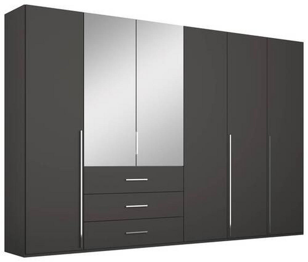 DREHTÜRENSCHRANK in Graphitfarben  - Chromfarben/Graphitfarben, Design, Glas/Holzwerkstoff (301/223/60cm) - home24