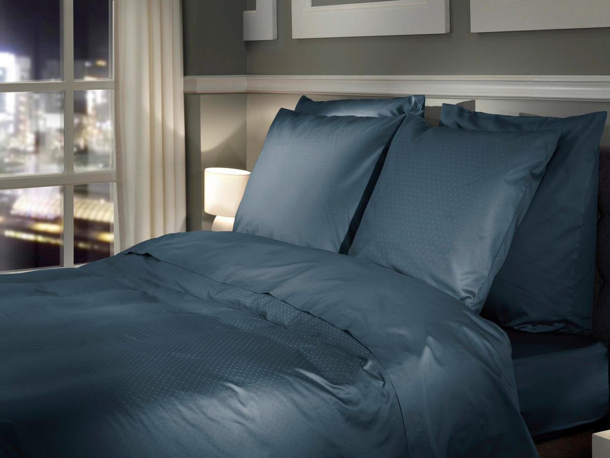 BETTWÄSCHE Punto Makosatin 155/220 cm  - Dunkelblau, Basics, Textil (155/220cm)