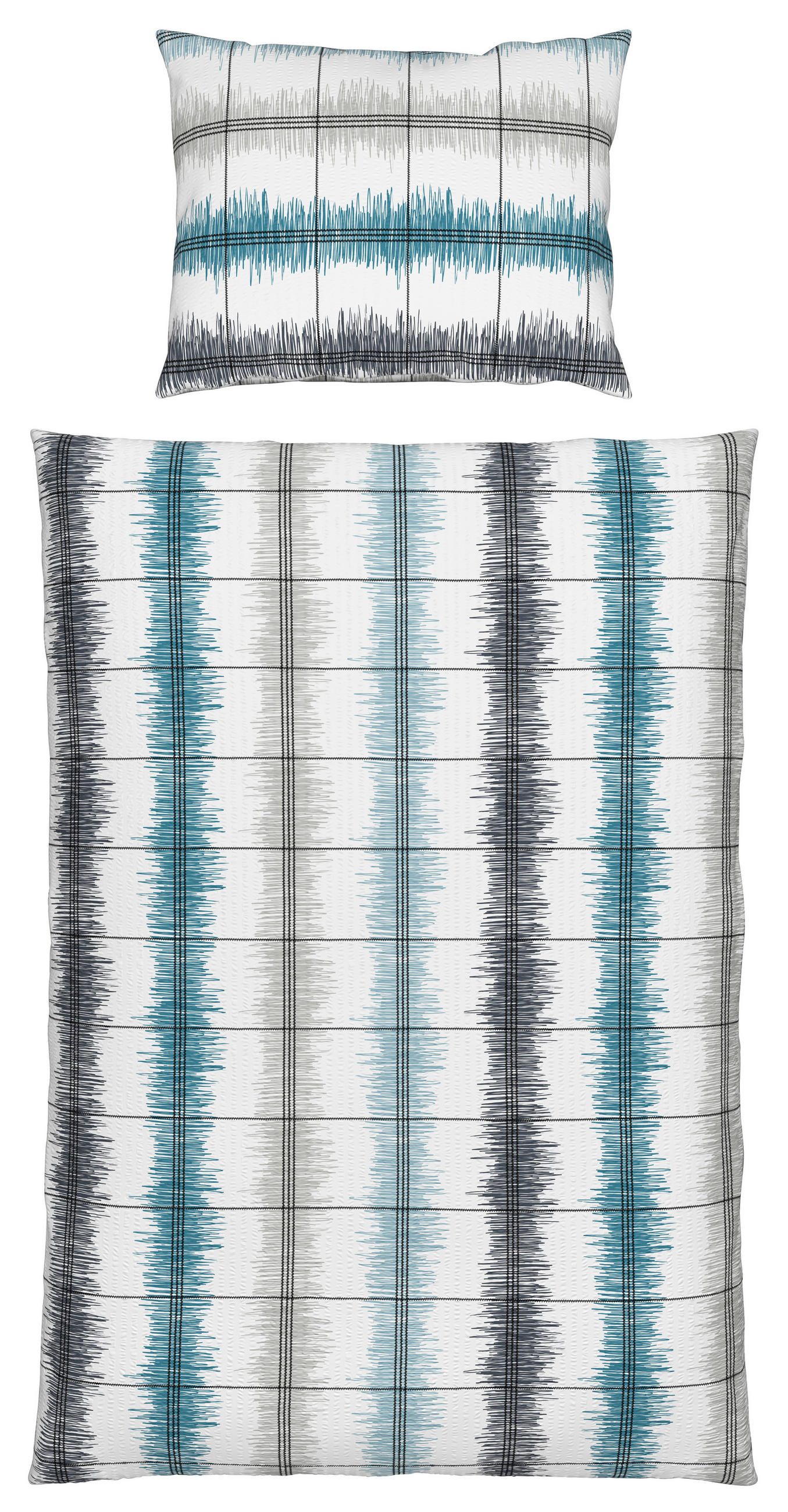 Seersucker Bettwäsche 140x200 cm Aurelia Baumwolle Blau