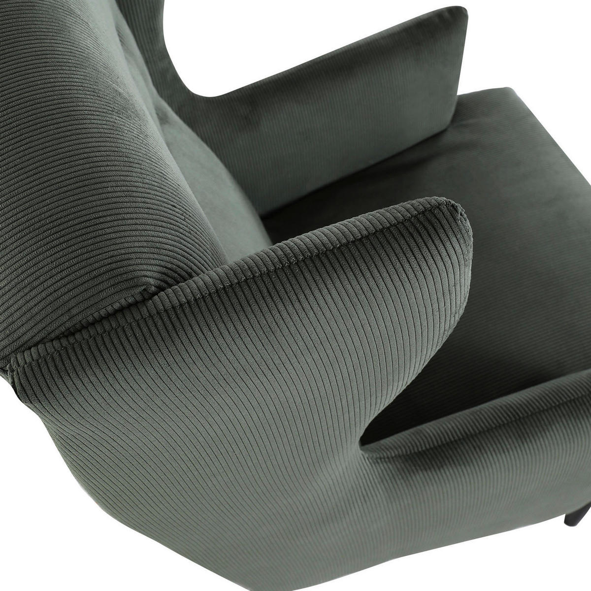OHRENSESSEL Cord Olivgrün  - Schwarz/Olivgrün, Design, Holz/Textil (70/104/90cm) - Carryhome