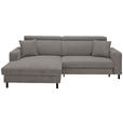 ECKSOFA in Flachgewebe Dunkelgrau  166/262 cm  - Dunkelgrau/Schwarz, Design, Textil/Metall (166/262cm) - Xora
