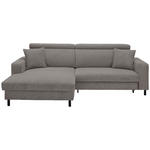 ECKSOFA in Flachgewebe Dunkelgrau  166/262 cm  - Dunkelgrau/Schwarz, Design, Textil/Metall (166/262cm) - Xora