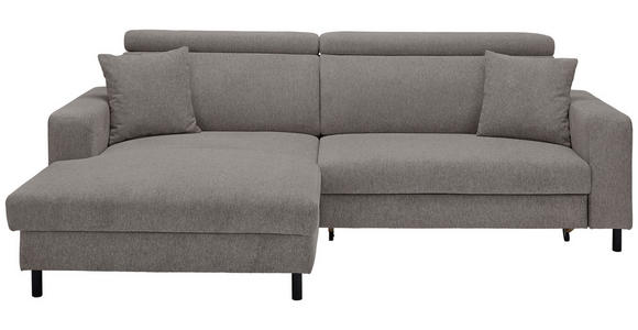 ECKSOFA in Flachgewebe Dunkelgrau  166/262 cm  - Dunkelgrau/Schwarz, Design, Textil/Metall (166/262cm) - Xora