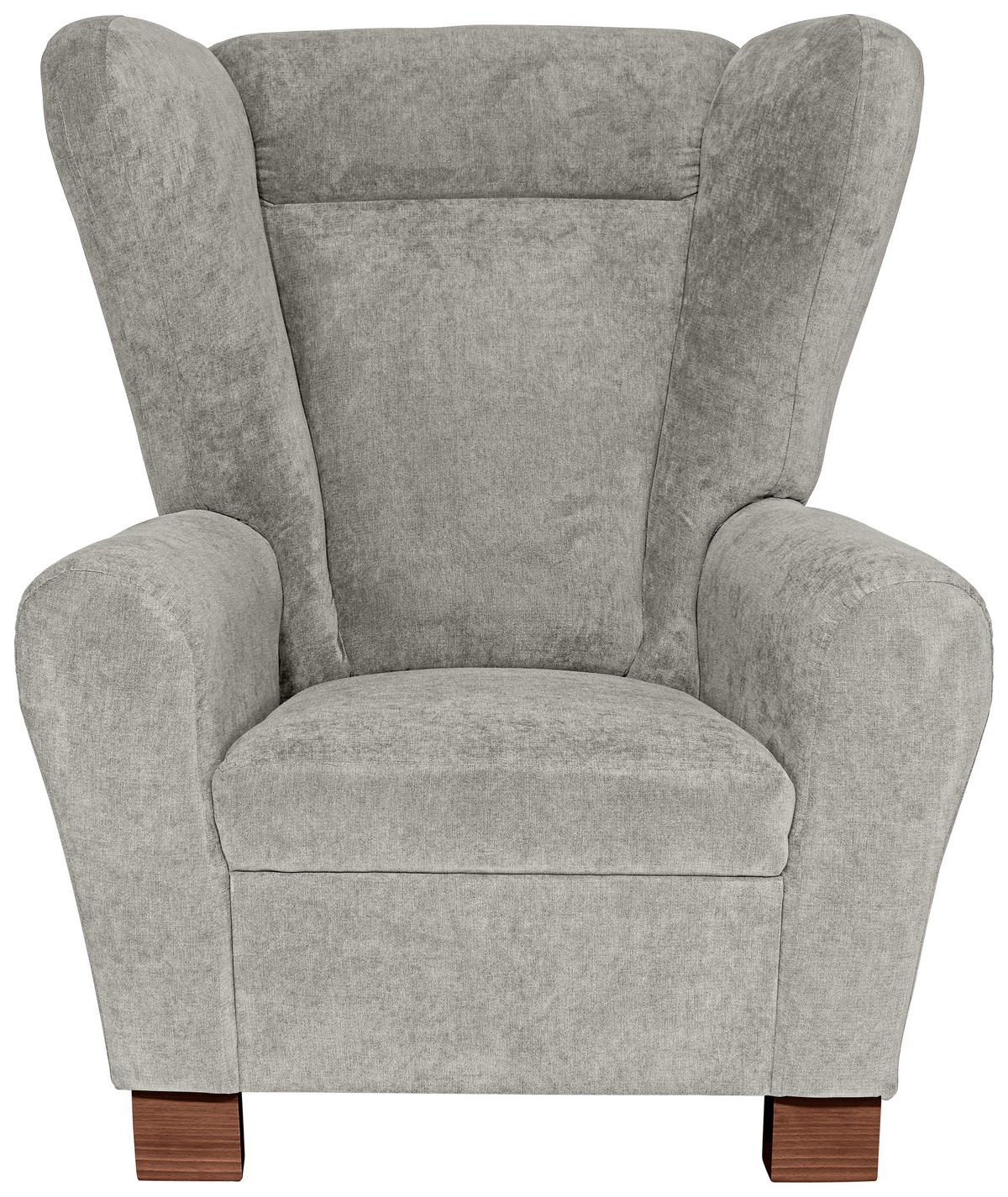 OHRENSESSEL in Flachgewebe Hellgrau  - Hellgrau/Braun, Design, Holz/Textil (95/109/97cm) - Livetastic