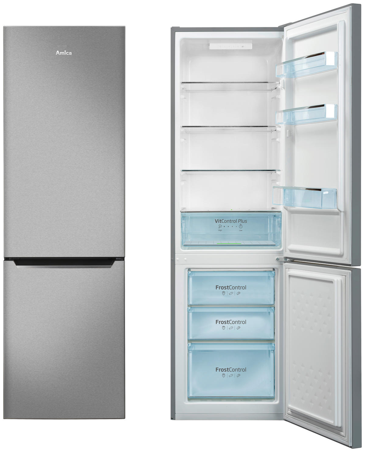 KÜHL-GEFRIER-KOMBINATION KGCL387150E  - Edelstahlfarben, Basics, Metall (54/170/59,5cm) - Amica
