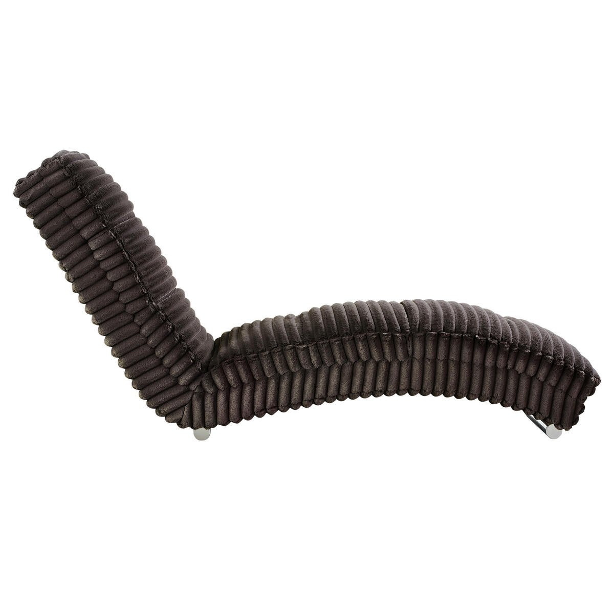 RELAXLIEGE in Cord, Plüsch Schwarz  - Chromfarben/Schwarz, MODERN, Textil/Metall (170/82/60cm) - Livetastic