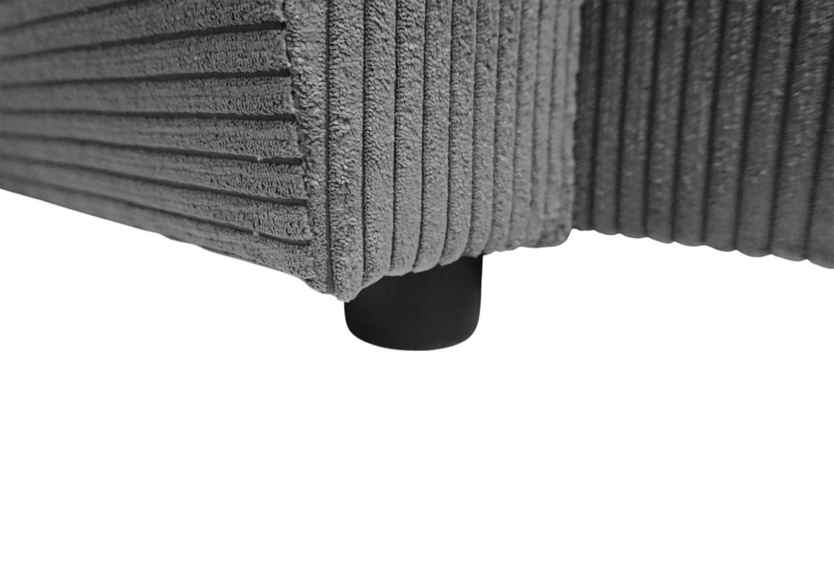 WOHNLANDSCHAFT TERMOLI Hellgrau Cord  - Hellgrau/Schwarz, Design, Kunststoff/Textil (155/297/212cm) - MID.YOU